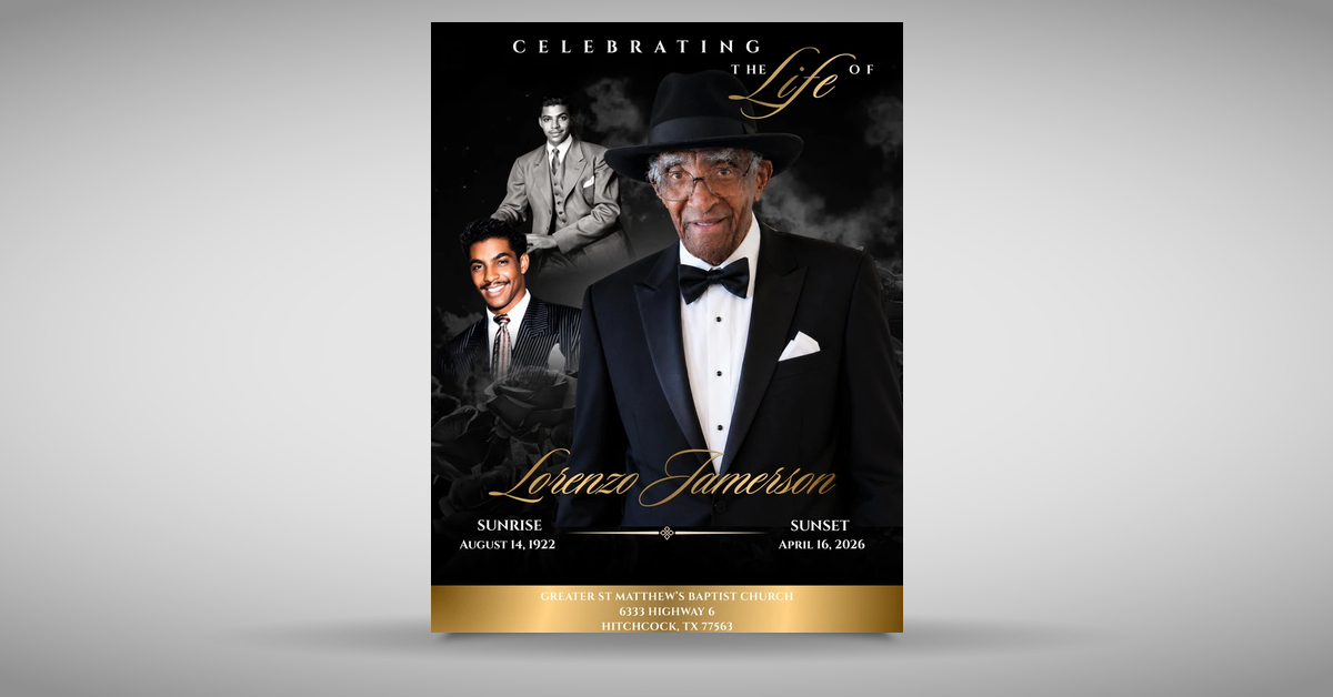 Black and Gold obituary program cover
