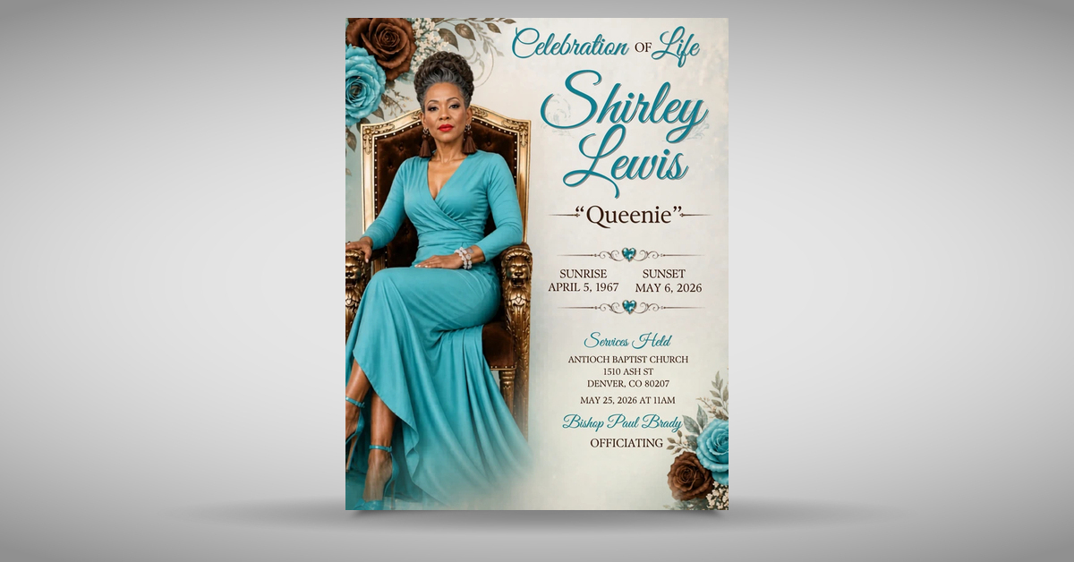 Tiffany Blue obituary program cover